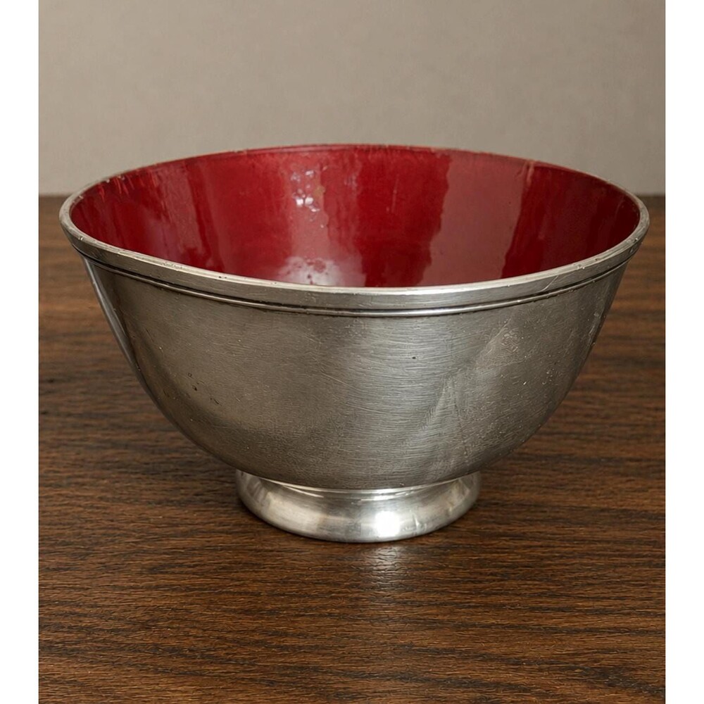 Vintage Towle silversmiths EP 9003 Silverplate Bowl with Red Enamel Interior